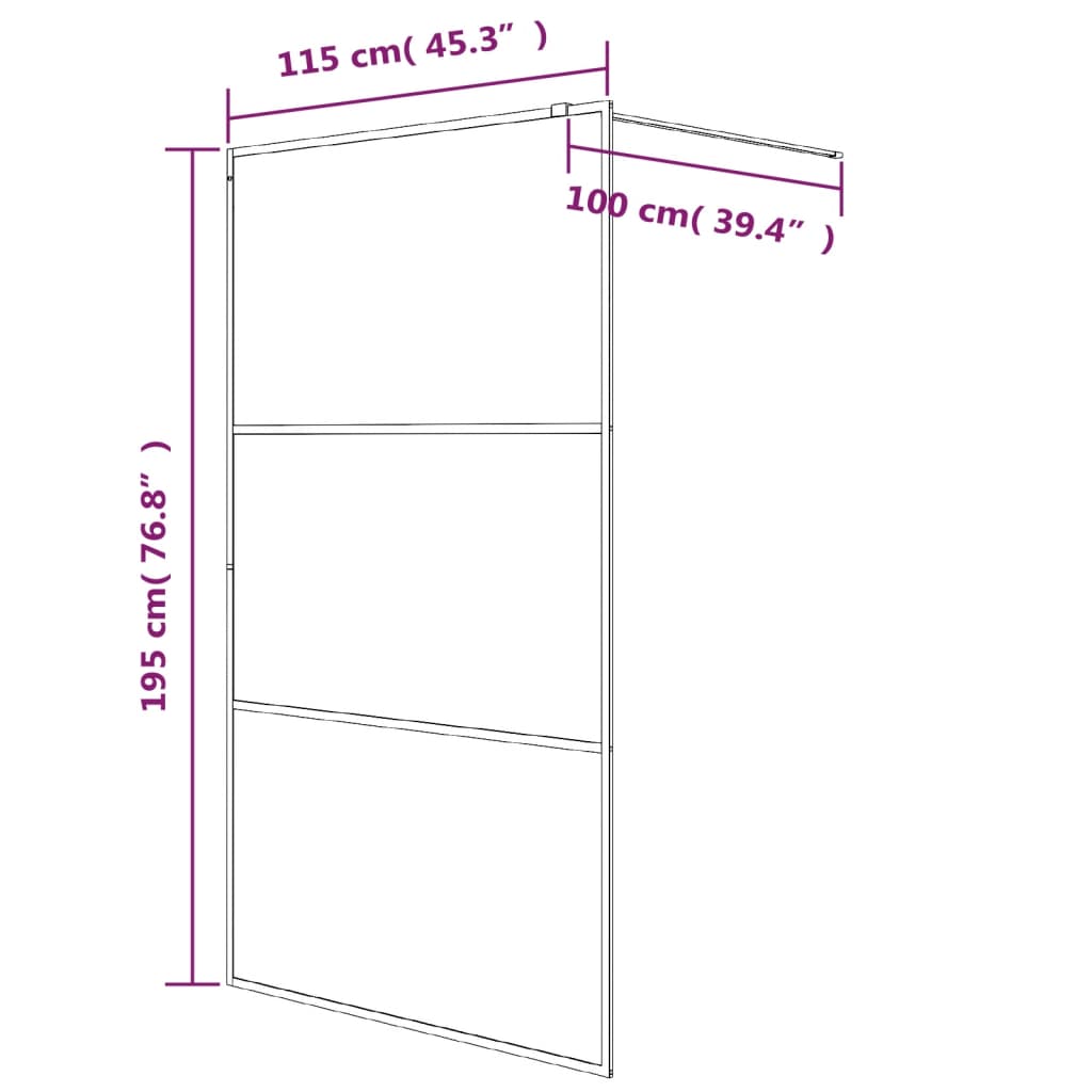 Inloopdouchewand 115X195 Cm Transparant Esg-Glas Zilverkleurig 115 x 195 cm Doorzichtig