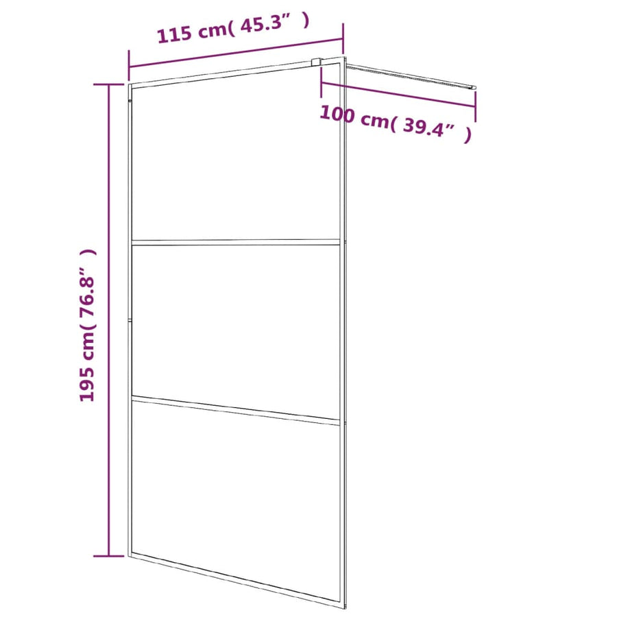 Inloopdouchewand 115X195 Cm Transparant Esg-Glas Zilverkleurig 115 x 195 cm Doorzichtig