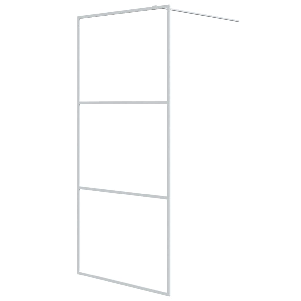 Inloopdouchewand Transparant Esg-Glas 90 x 195 cm Wit Doorzichtig