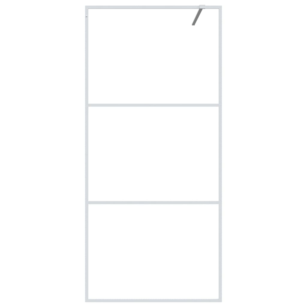 Inloopdouchewand Transparant Esg-Glas 90 x 195 cm Wit Doorzichtig