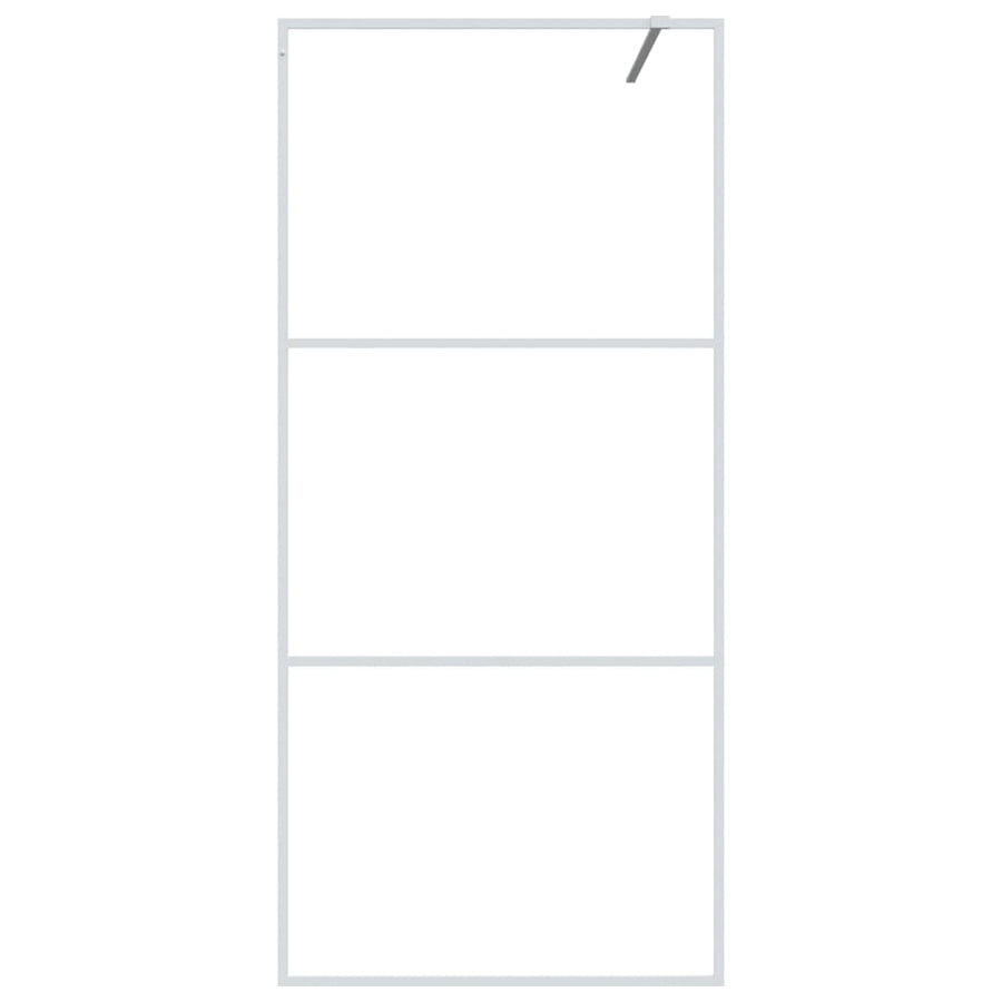 Inloopdouchewand Transparant Esg-Glas 90 x 195 cm Wit Doorzichtig