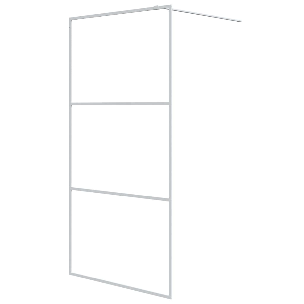 Inloopdouchewand Transparant Esg-Glas 100 x 195 cm Wit Doorzichtig