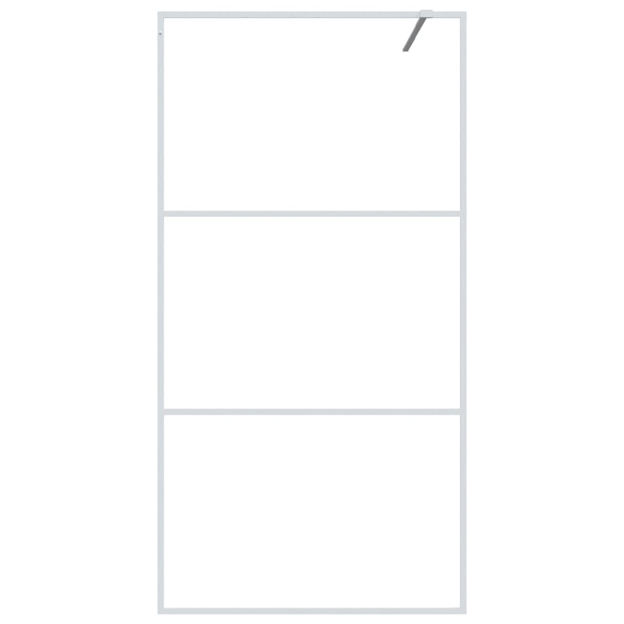 Inloopdouchewand Transparant Esg-Glas 100 x 195 cm Wit Doorzichtig