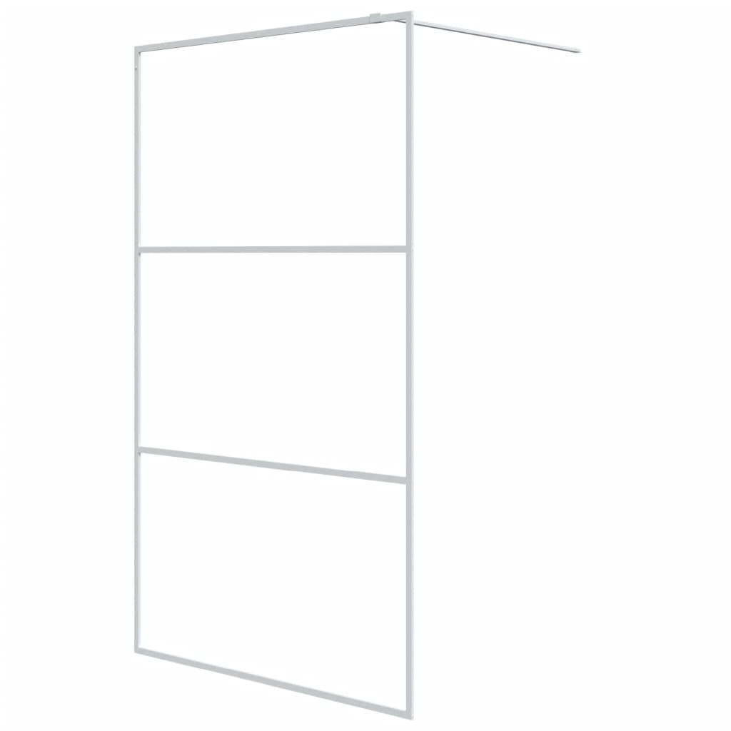 Inloopdouchewand 115x195 cm transparant ESG-glas wit 115 x 195 cm Wit