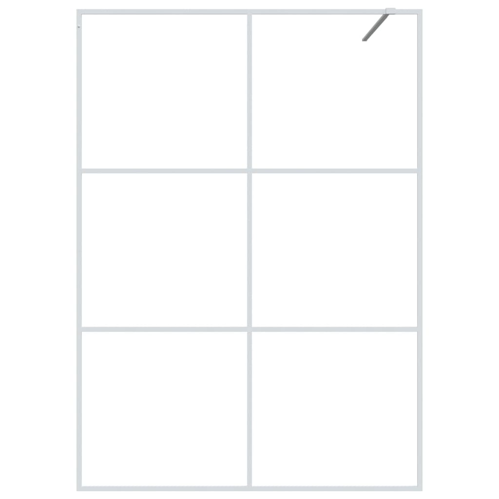 Inloopdouchewand 140x195 cm transparant ESG-glas wit 140 x 195 cm Wit Doorzichtig