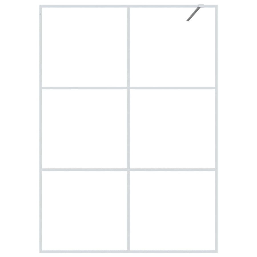 Inloopdouchewand 140x195 cm transparant ESG-glas wit 140 x 195 cm Wit Doorzichtig