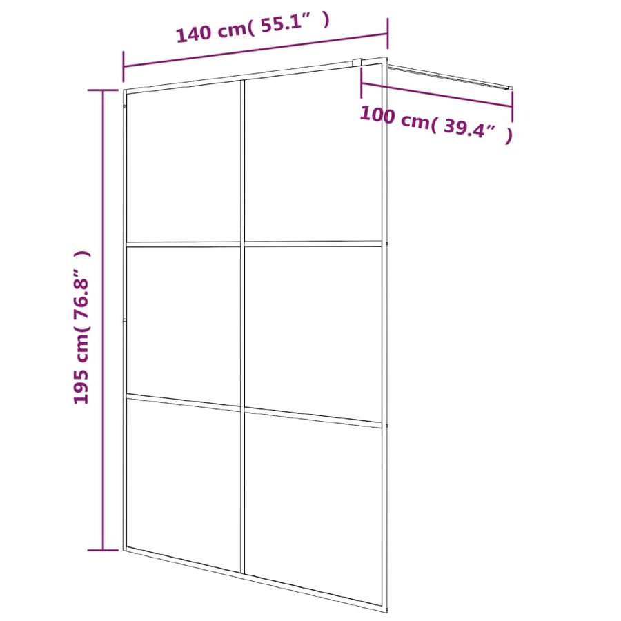 Inloopdouchewand 140x195 cm transparant ESG-glas wit 140 x 195 cm Wit Doorzichtig