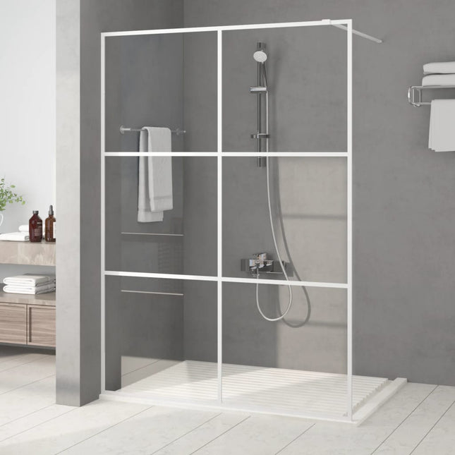 Inloopdouchewand 140x195 cm transparant ESG-glas wit 140 x 195 cm Wit Doorzichtig