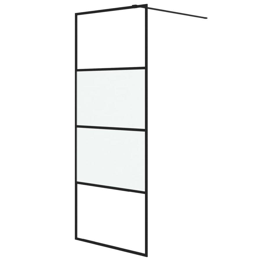 Inloopdouchewand 80x195 cm halfmat ESG-glas zwart 80 x 195 cm Zwart Halfmat