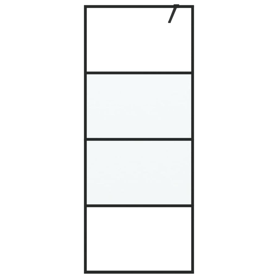Inloopdouchewand 80x195 cm halfmat ESG-glas zwart 80 x 195 cm Zwart Halfmat
