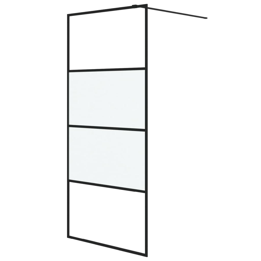 Inloopdouchewand 90x195 cm halfmat ESG-glas zwart 90 x 195 cm Zwart Halfmat