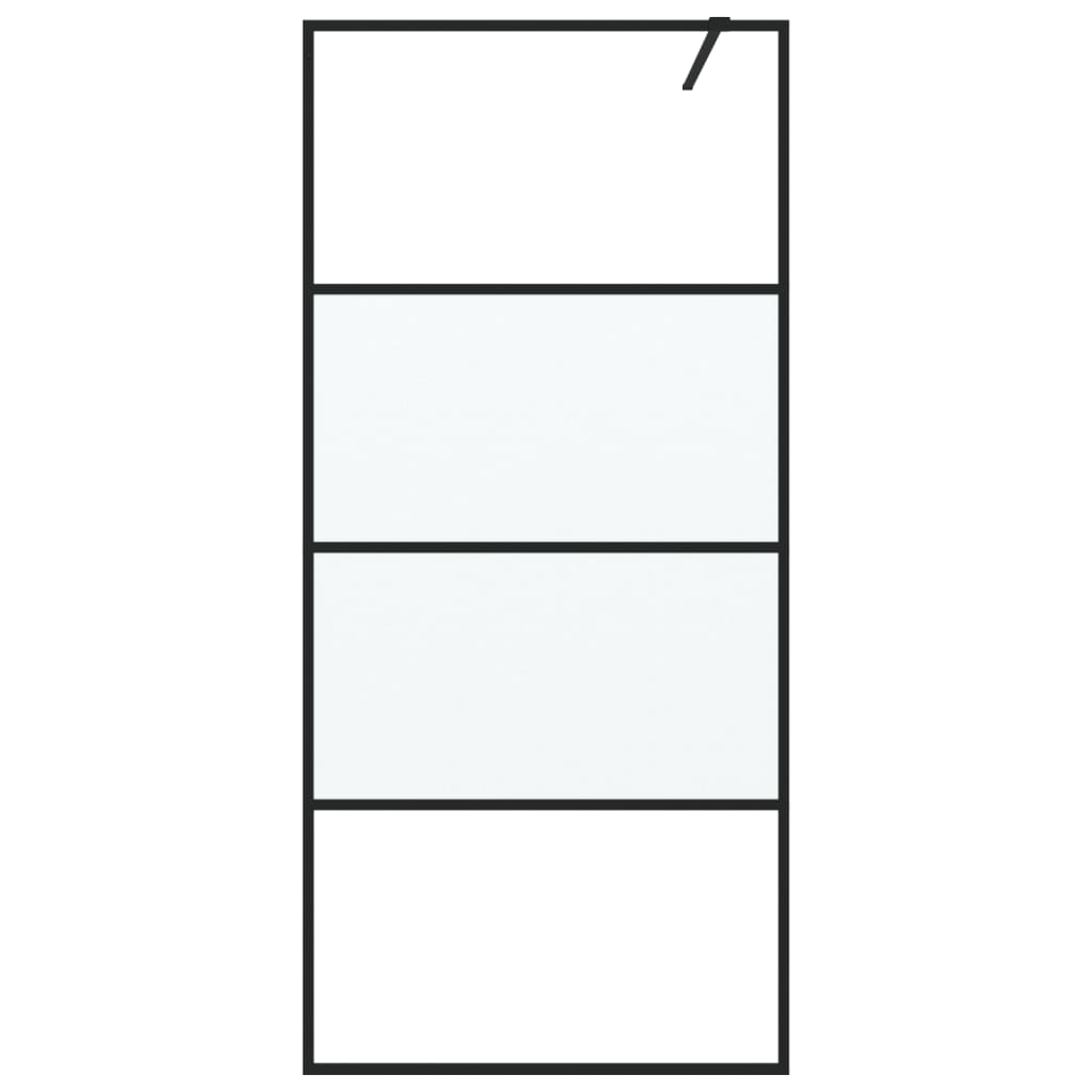 Inloopdouchewand 90x195 cm halfmat ESG-glas zwart 90 x 195 cm Zwart Halfmat