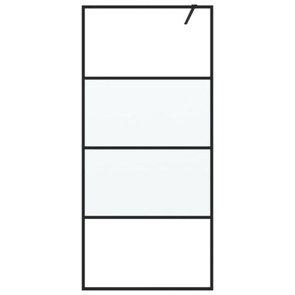 Inloopdouchewand 90x195 cm halfmat ESG-glas zwart 90 x 195 cm Zwart Halfmat