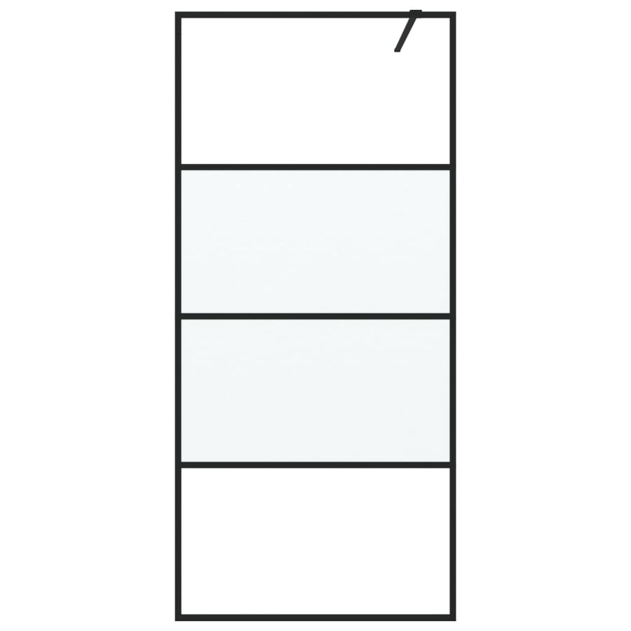 Inloopdouchewand 90x195 cm halfmat ESG-glas zwart 90 x 195 cm Zwart Halfmat