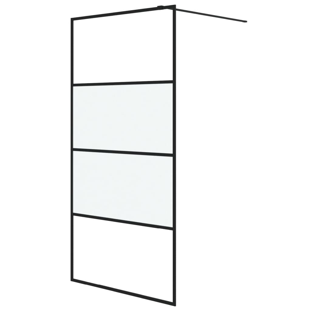 Inloopdouchewand 100x195 cm halfmat ESG-glas zwart 100 x 195 cm Zwart Halfmat
