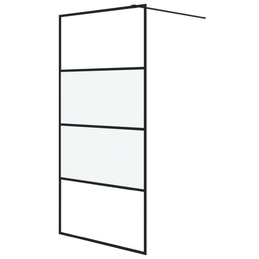 Inloopdouchewand 100x195 cm halfmat ESG-glas zwart 100 x 195 cm Zwart Halfmat