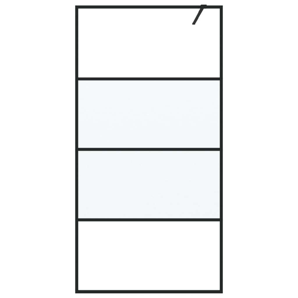 Inloopdouchewand 100x195 cm halfmat ESG-glas zwart 100 x 195 cm Zwart Halfmat