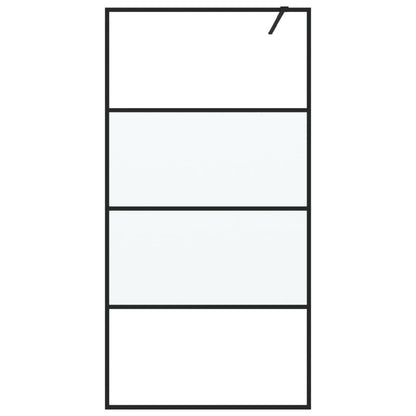 Inloopdouchewand 100x195 cm halfmat ESG-glas zwart 100 x 195 cm Zwart Halfmat