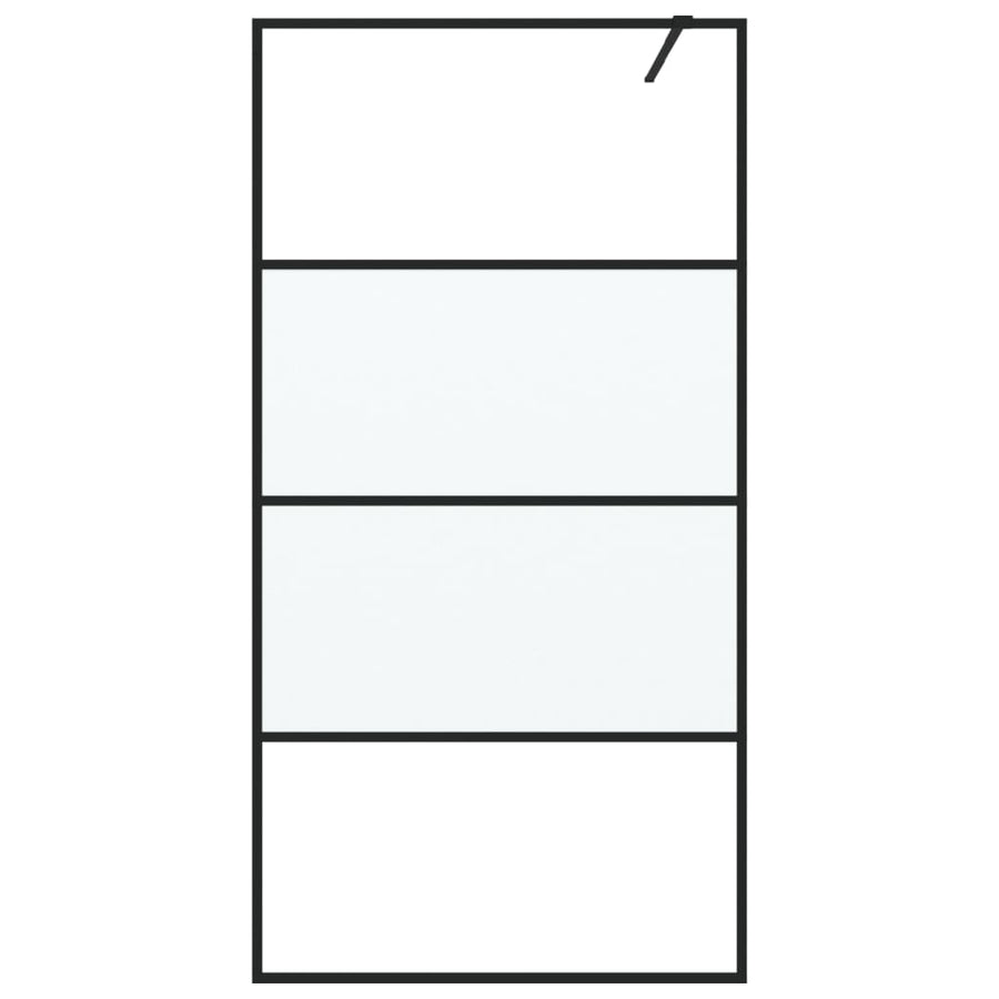 Inloopdouchewand 100x195 cm halfmat ESG-glas zwart 100 x 195 cm Zwart Halfmat
