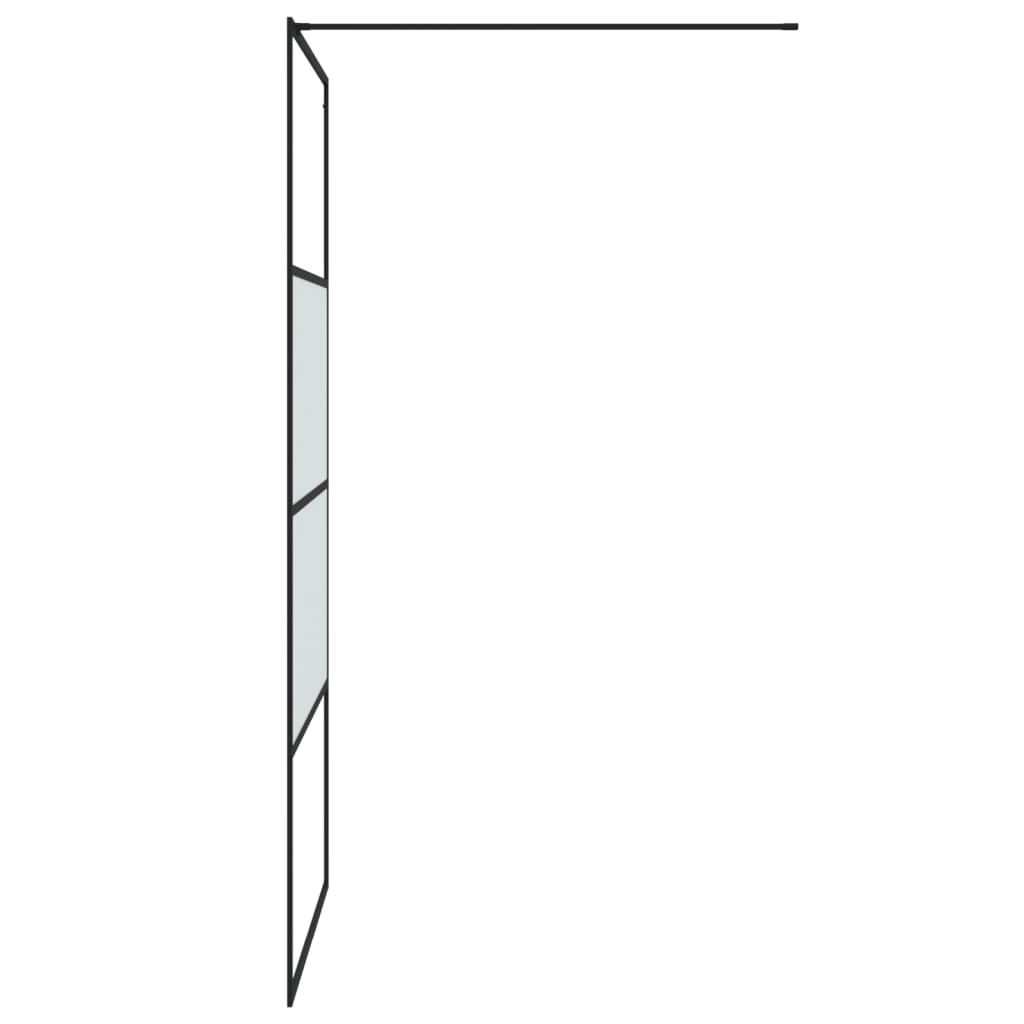 Inloopdouchewand 100x195 cm halfmat ESG-glas zwart 100 x 195 cm Zwart Halfmat