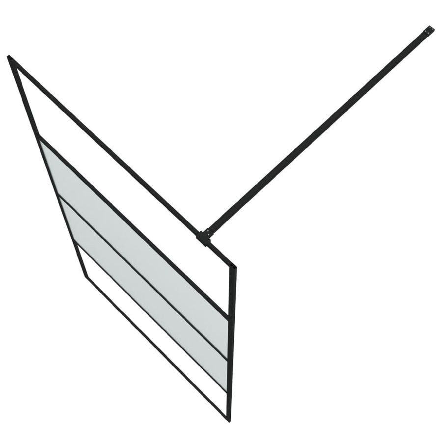 Inloopdouchewand 100x195 cm halfmat ESG-glas zwart 100 x 195 cm Zwart Halfmat