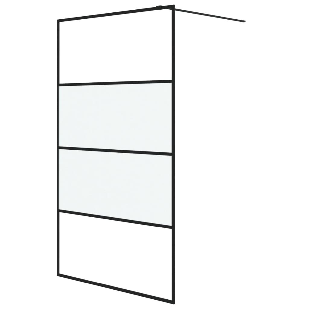 Inloopdouchewand 115x195 cm halfmat ESG-glas zwart 115 x 195 cm Zwart Halfmat