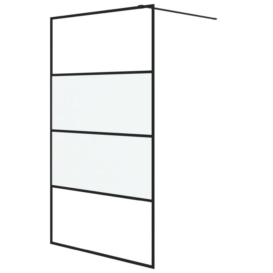 Inloopdouchewand 115x195 cm halfmat ESG-glas zwart 115 x 195 cm Zwart Halfmat