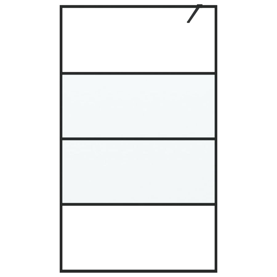Inloopdouchewand 115x195 cm halfmat ESG-glas zwart 115 x 195 cm Zwart Halfmat