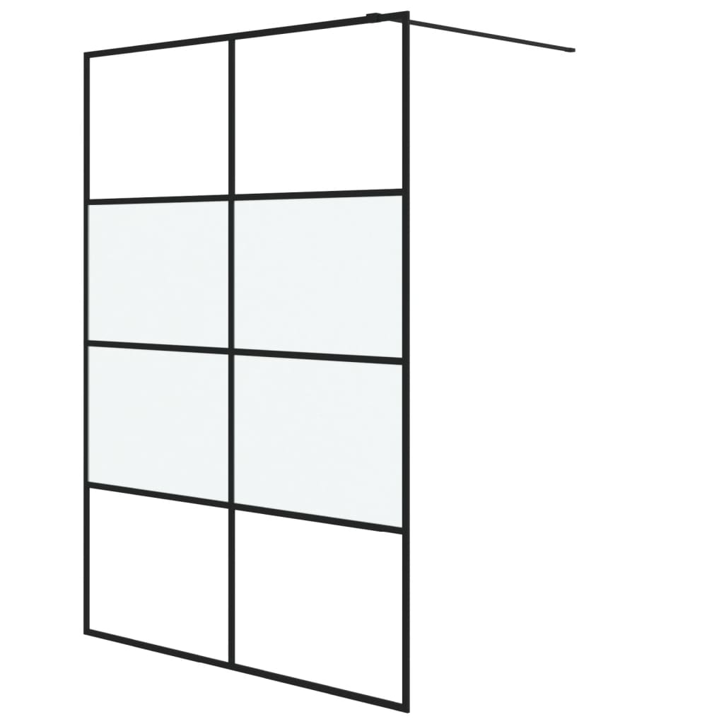 Inloopdouchewand 140x195 cm halfmat ESG-glas zwart 140 x 195 cm Zwart Halfmat