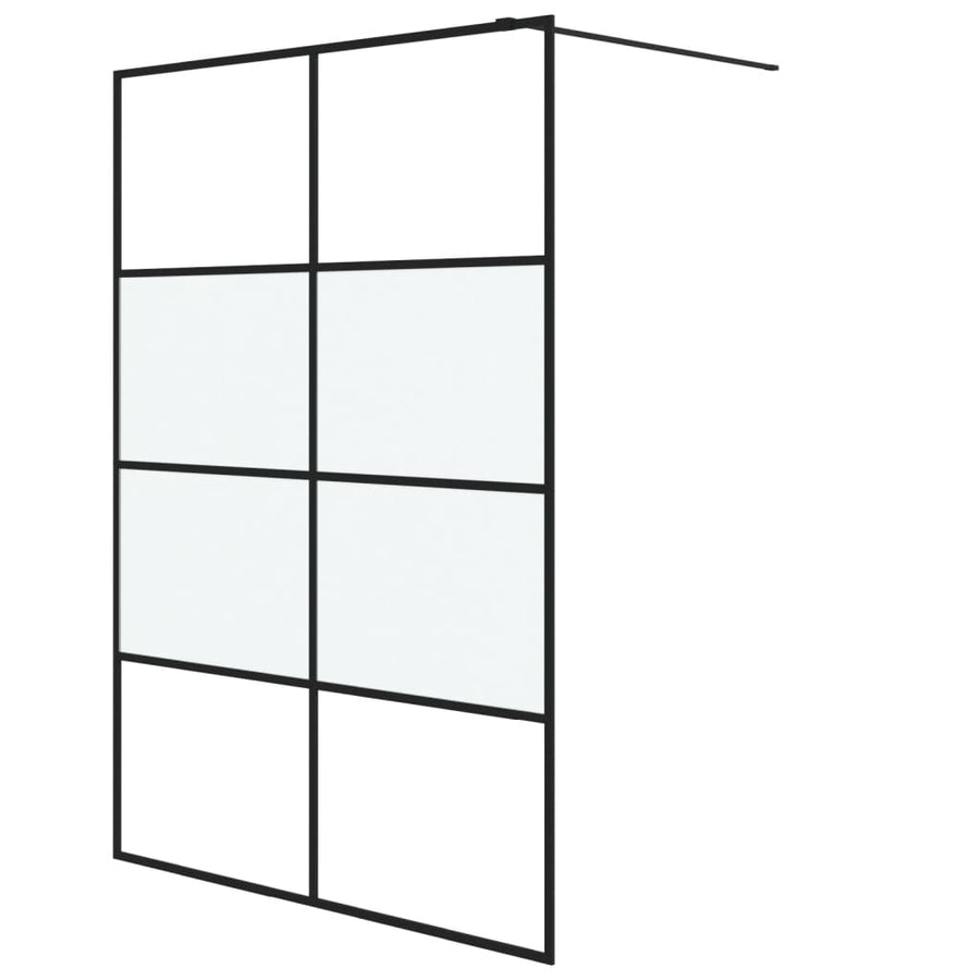 Inloopdouchewand 140x195 cm halfmat ESG-glas zwart 140 x 195 cm Zwart Halfmat