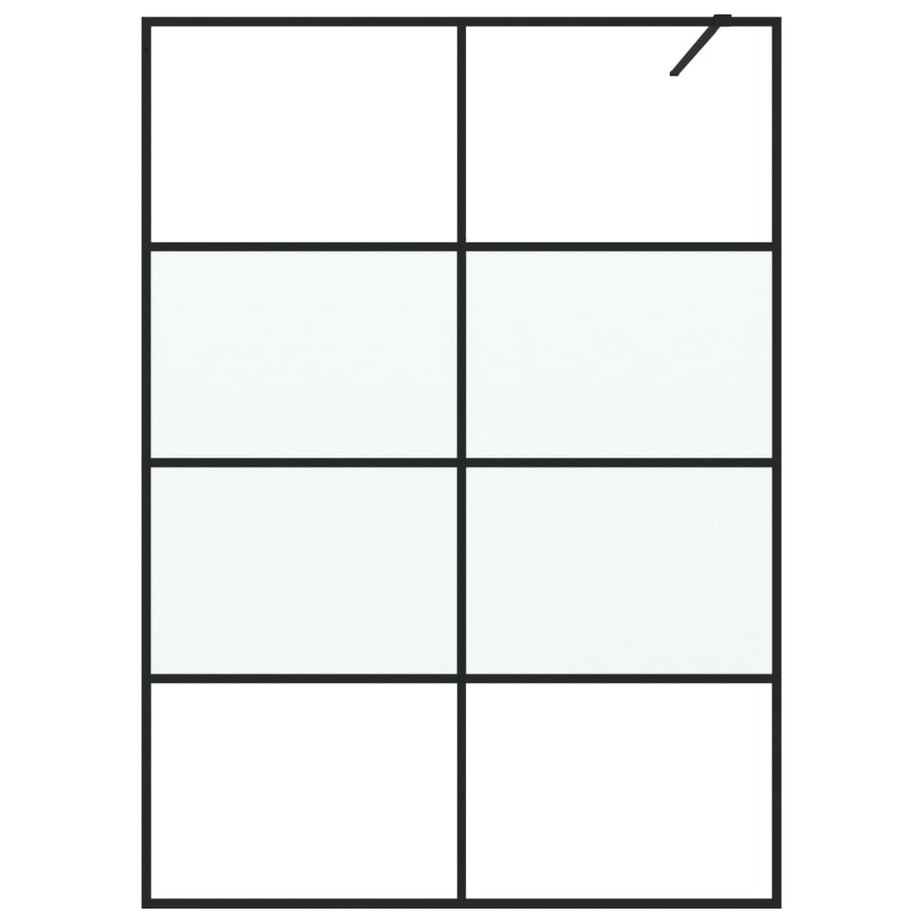 Inloopdouchewand 140x195 cm halfmat ESG-glas zwart 140 x 195 cm Zwart Halfmat