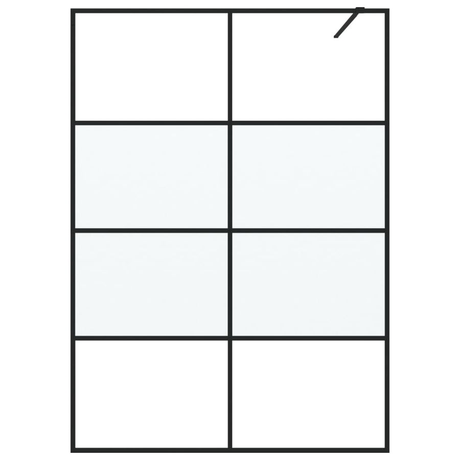 Inloopdouchewand 140x195 cm halfmat ESG-glas zwart 140 x 195 cm Zwart Halfmat
