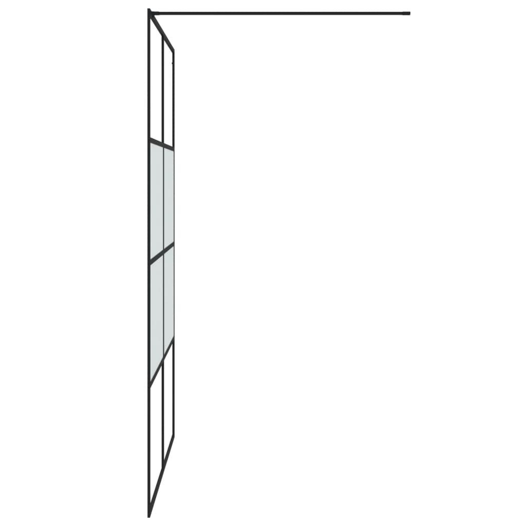Inloopdouchewand 140x195 cm halfmat ESG-glas zwart 140 x 195 cm Zwart Halfmat