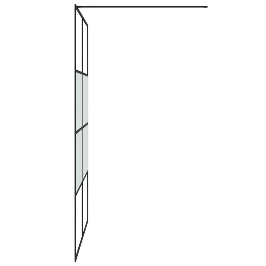 Inloopdouchewand 140x195 cm halfmat ESG-glas zwart 140 x 195 cm Zwart Halfmat