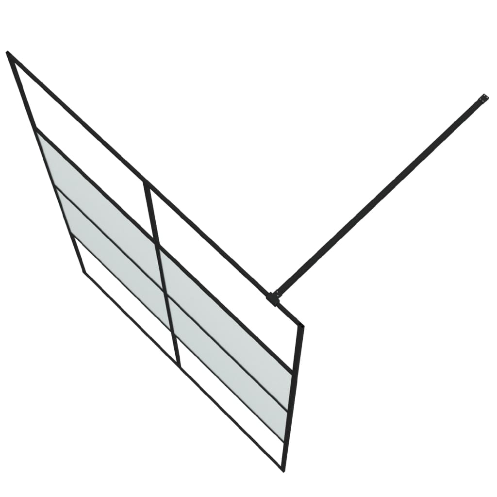 Inloopdouchewand 140x195 cm halfmat ESG-glas zwart 140 x 195 cm Zwart Halfmat