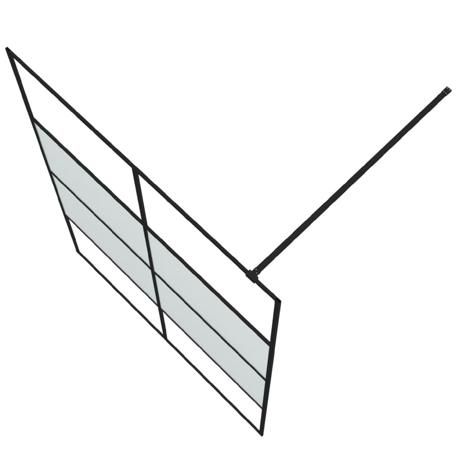 Inloopdouchewand 140x195 cm halfmat ESG-glas zwart 140 x 195 cm Zwart Halfmat