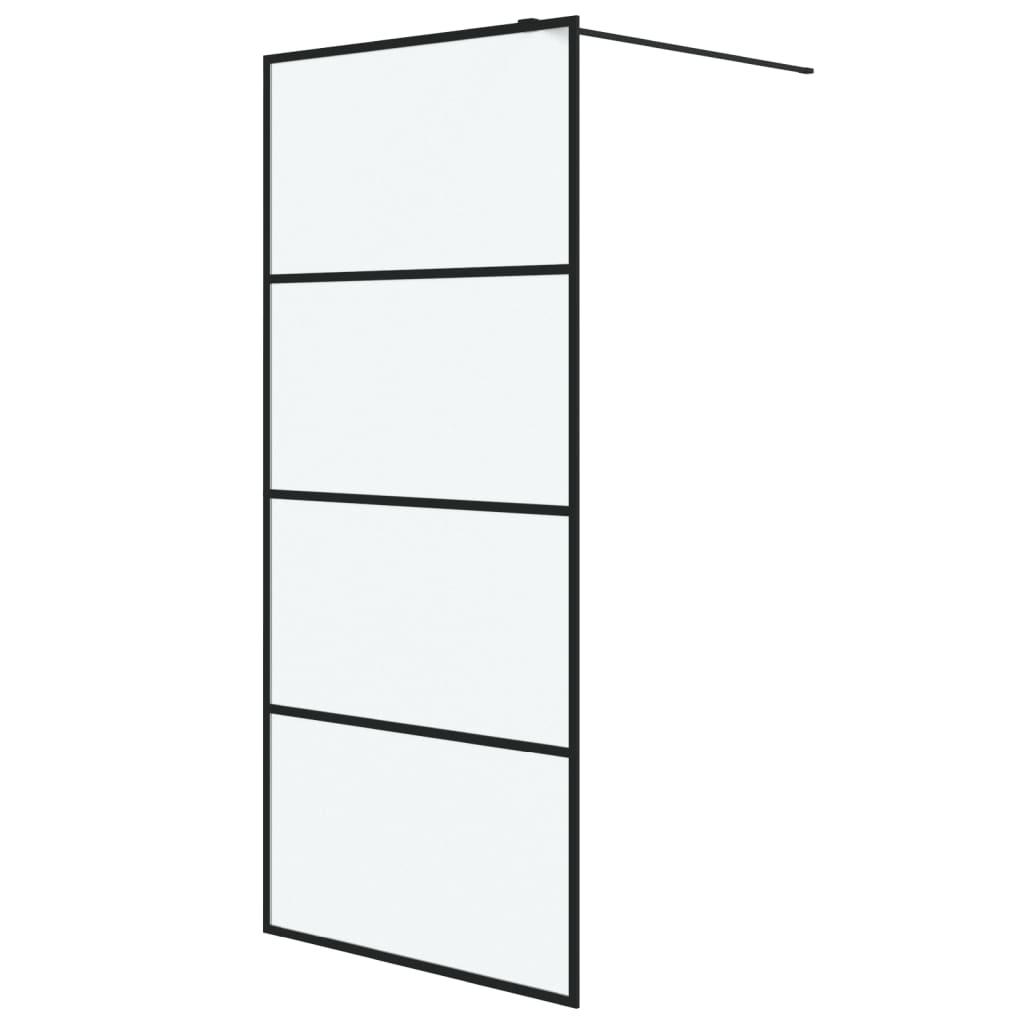 Inloopdouchewand 90x195 cm mat ESG-glas zwart 90 x 195 cm Zwart Mat