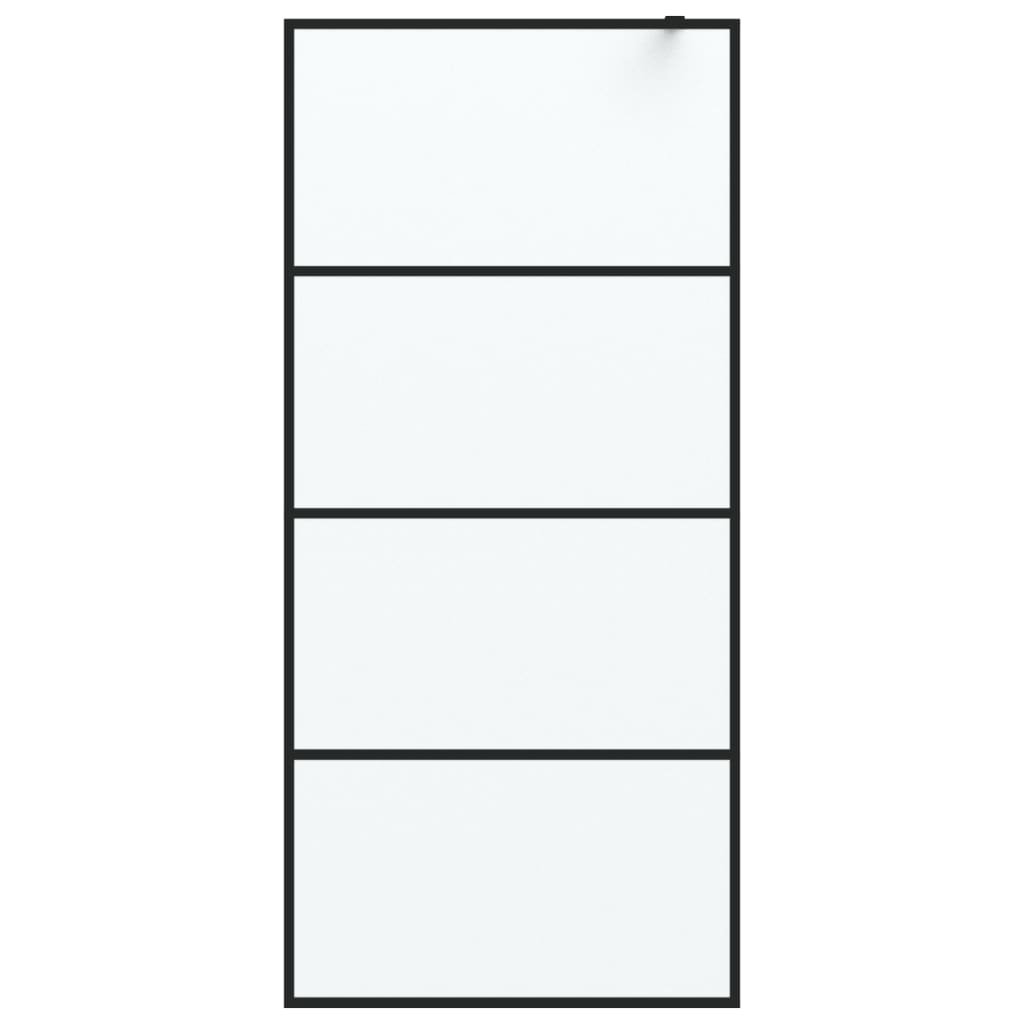 Inloopdouchewand 90x195 cm mat ESG-glas zwart 90 x 195 cm Zwart Mat