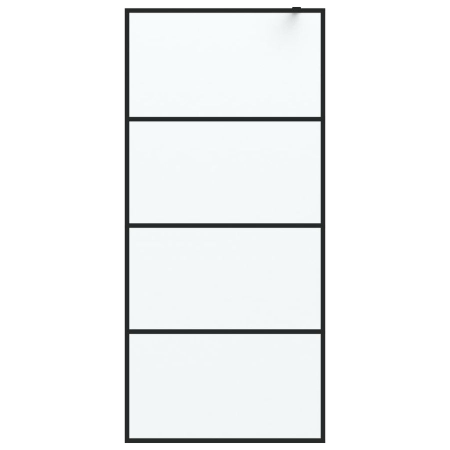 Inloopdouchewand 90x195 cm mat ESG-glas zwart 90 x 195 cm Zwart Mat