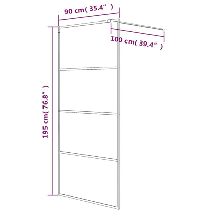 Inloopdouchewand 90x195 cm mat ESG-glas zwart 90 x 195 cm Zwart Mat