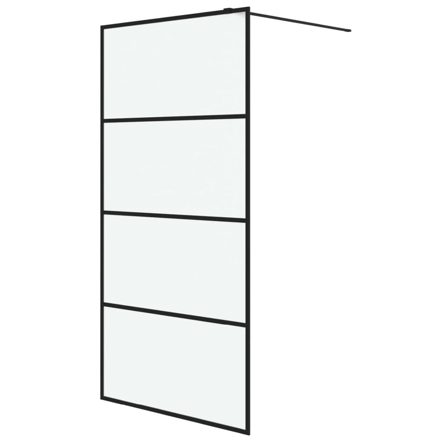 Inloopdouchewand 100x195 cm mat ESG-glas zwart 100 x 195 cm Zwart Mat