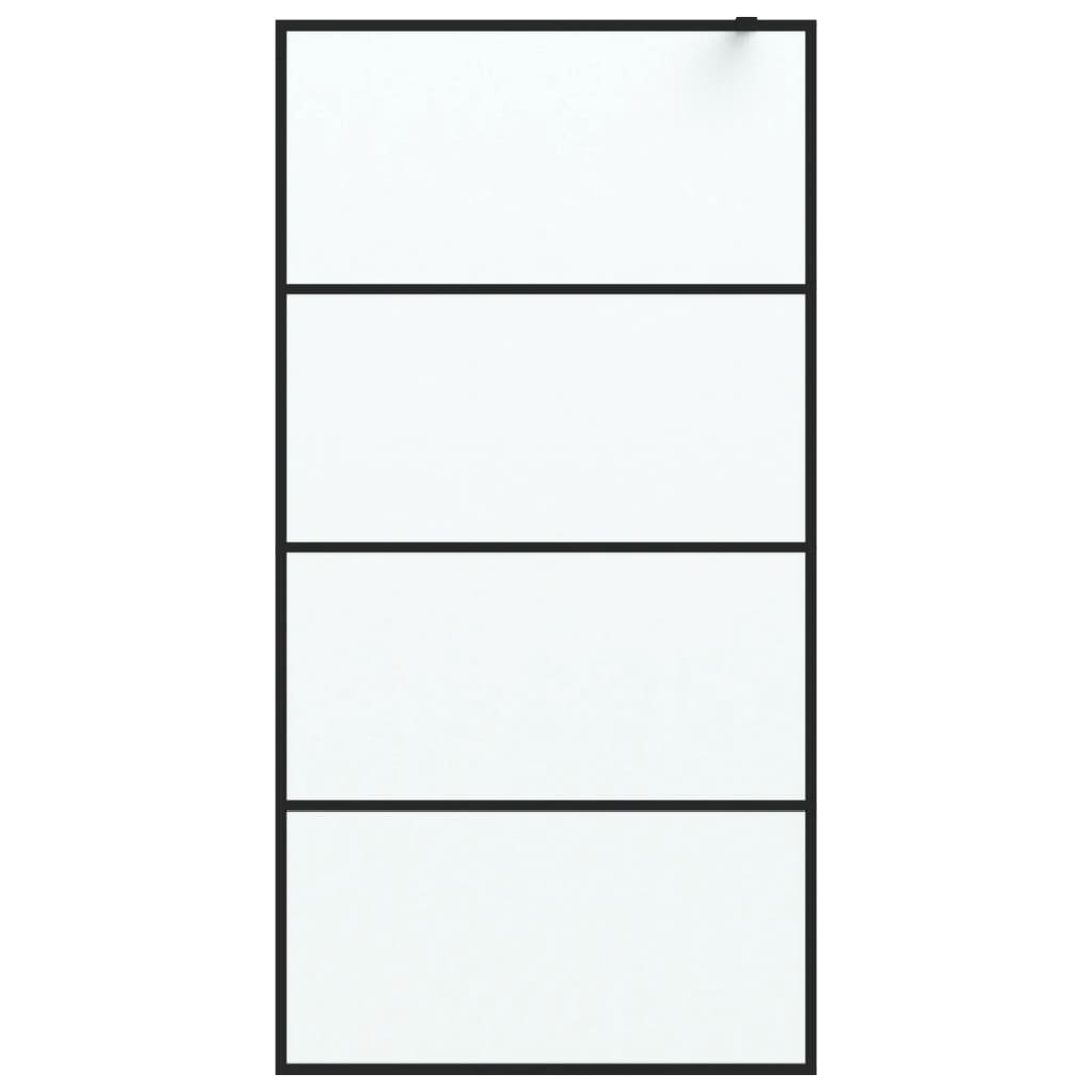 Inloopdouchewand 100x195 cm mat ESG-glas zwart 100 x 195 cm Zwart Mat