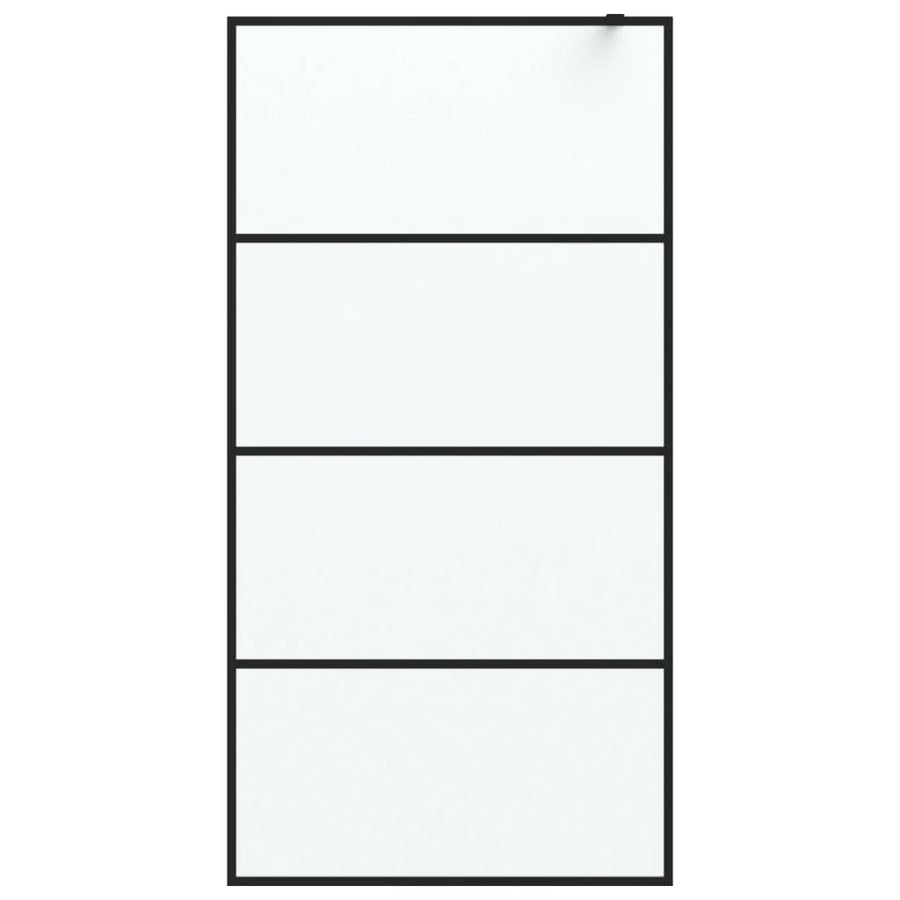 Inloopdouchewand 100x195 cm mat ESG-glas zwart 100 x 195 cm Zwart Mat