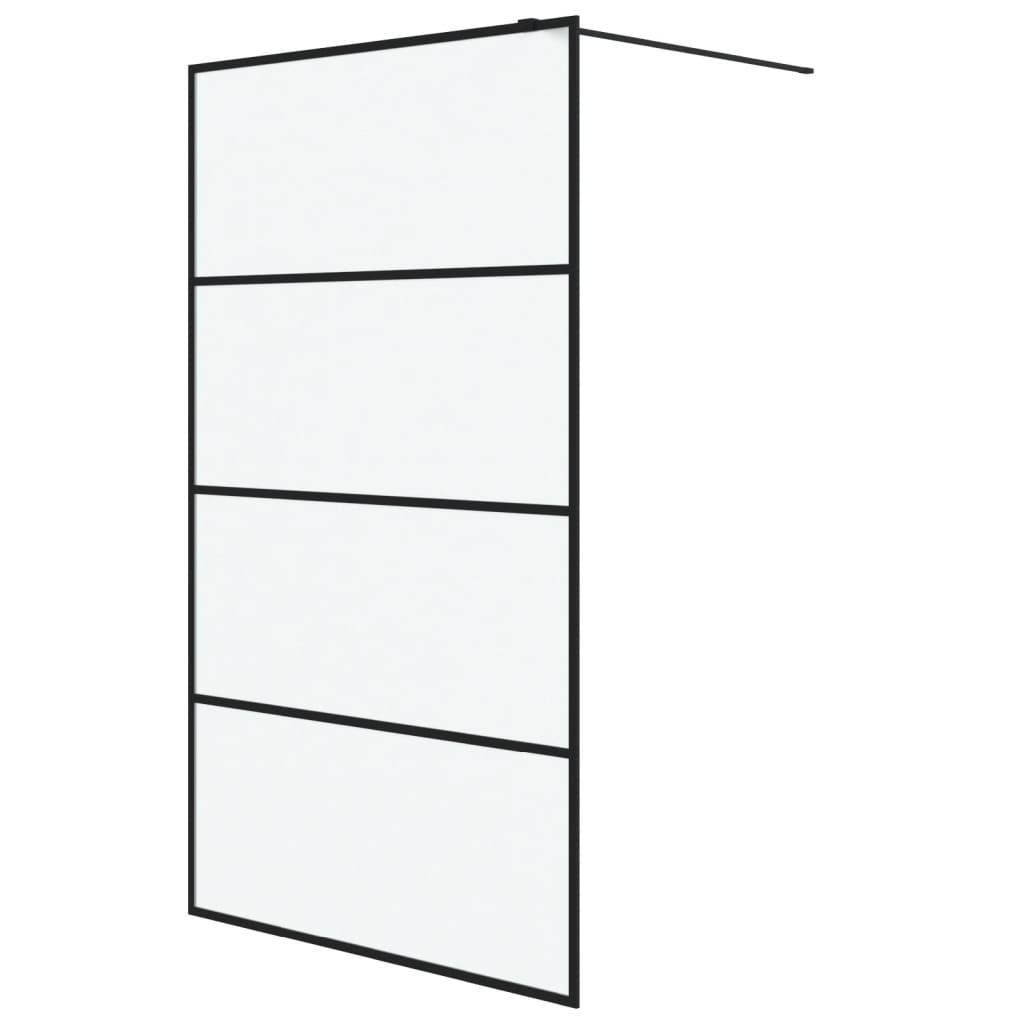 Inloopdouchewand 115x195 cm mat ESG-glas zwart 115 x 195 cm Zwart Mat