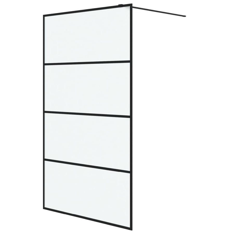 Inloopdouchewand 115x195 cm mat ESG-glas zwart 115 x 195 cm Zwart Mat