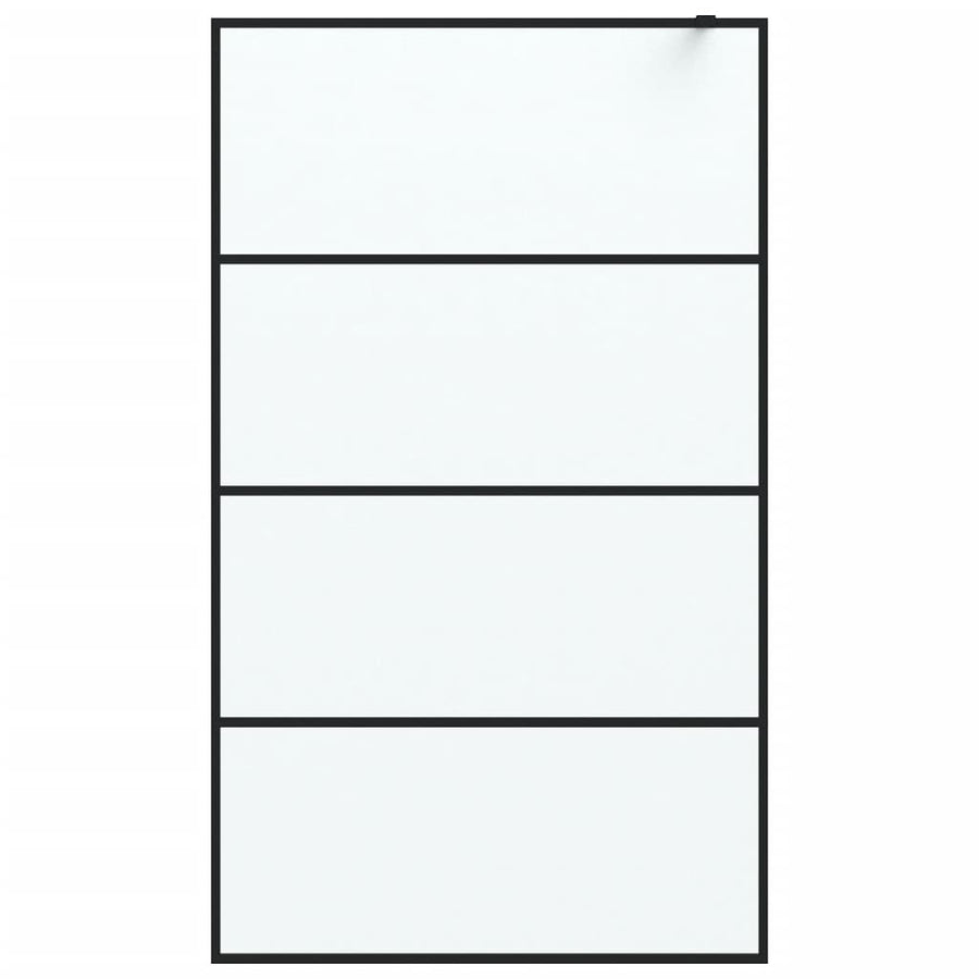Inloopdouchewand 115x195 cm mat ESG-glas zwart 115 x 195 cm Zwart Mat