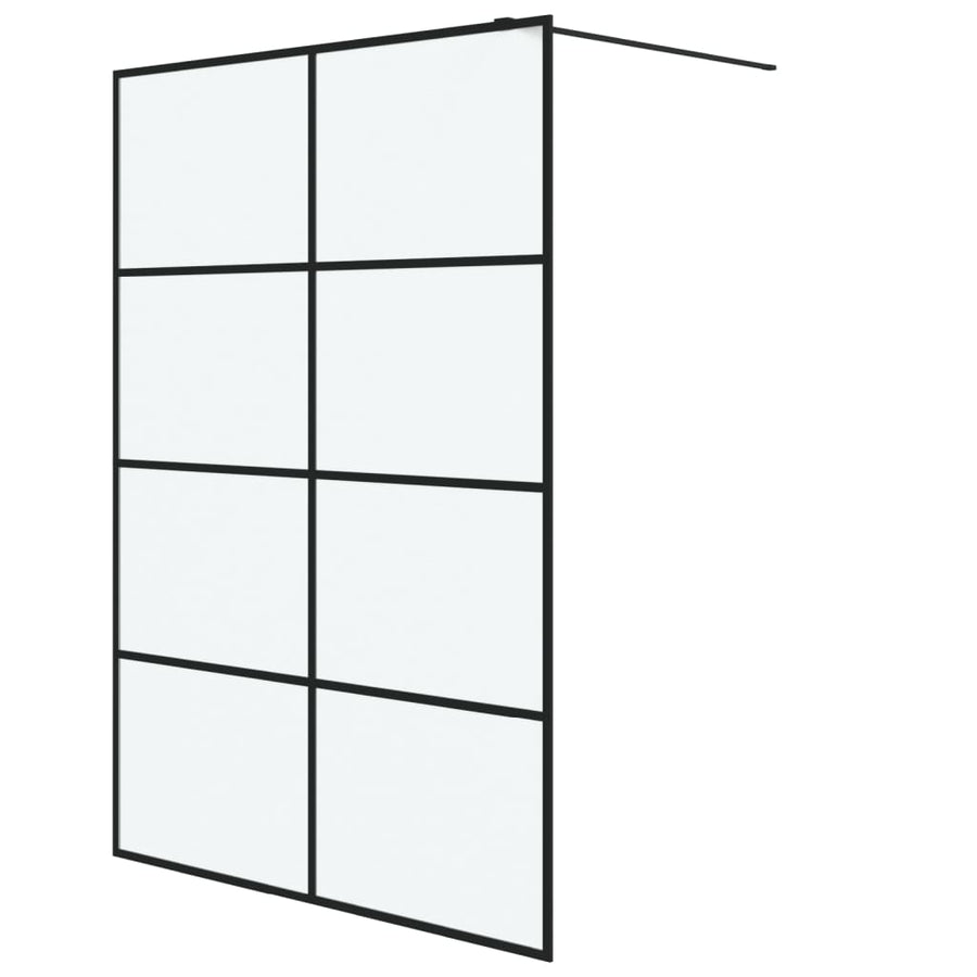 Inloopdouchewand 140x195 cm mat ESG-glas zwart 140 x 195 cm Zwart Mat