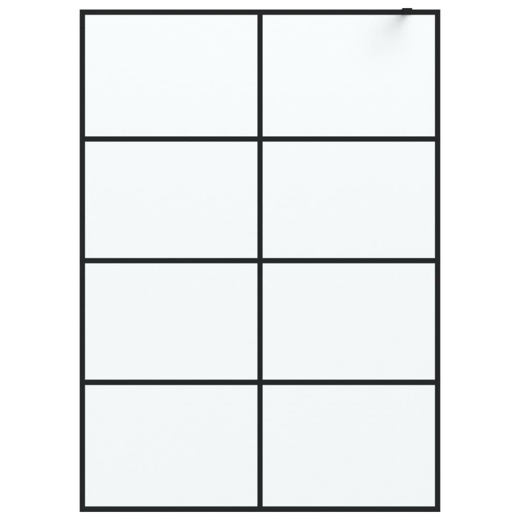 Inloopdouchewand 140x195 cm mat ESG-glas zwart 140 x 195 cm Zwart Mat