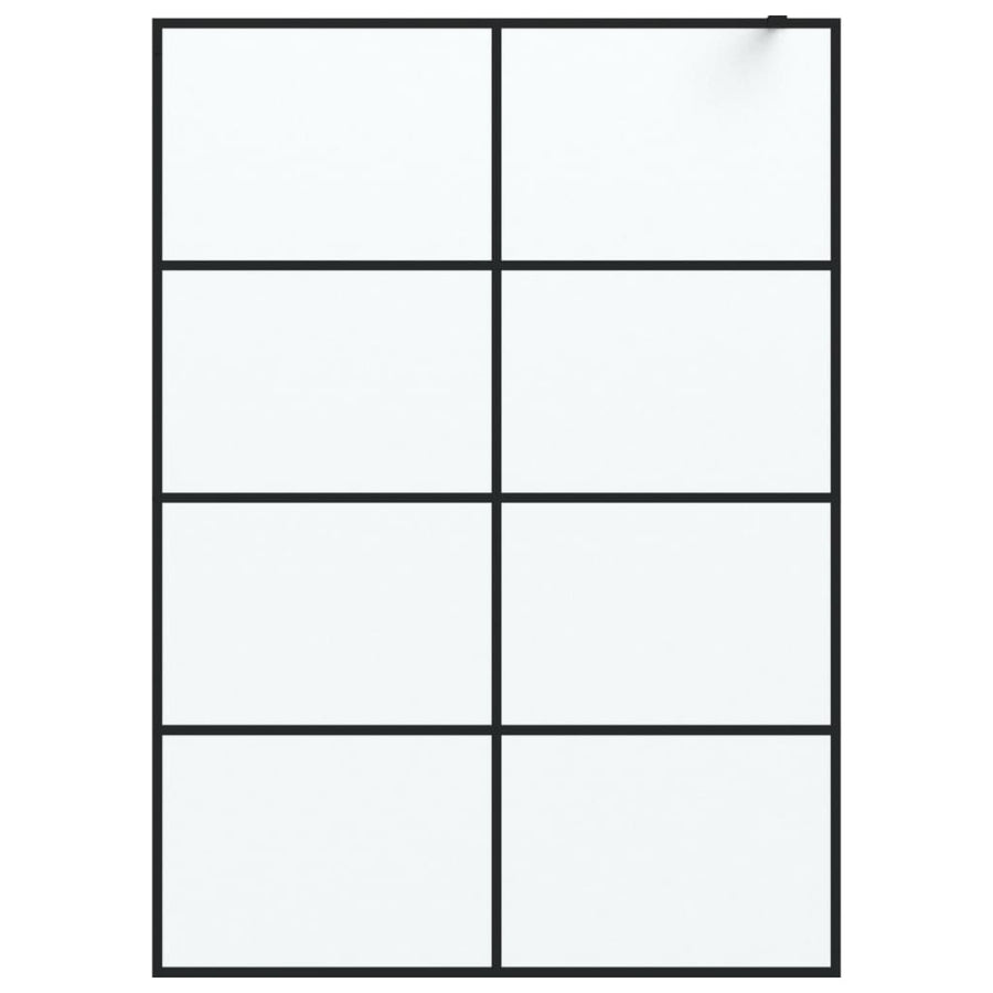 Inloopdouchewand 140x195 cm mat ESG-glas zwart 140 x 195 cm Zwart Mat