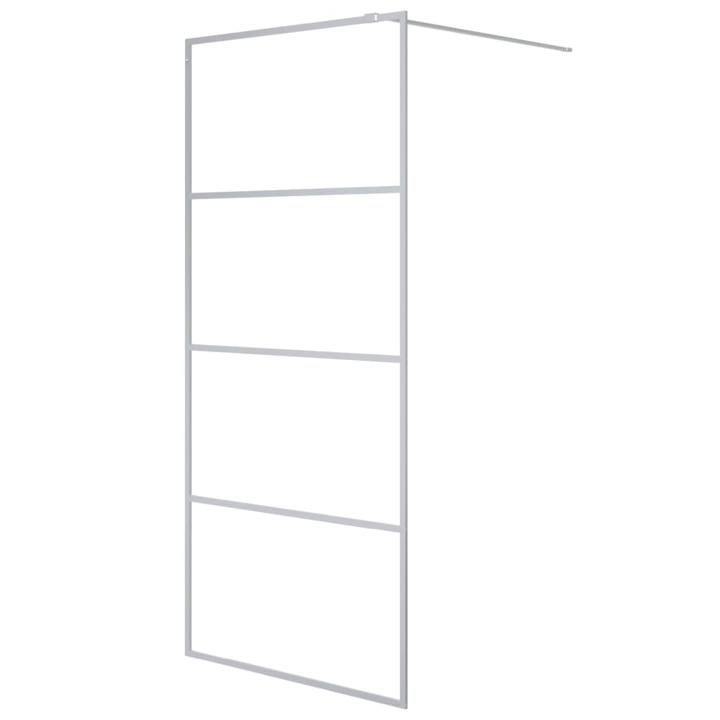 Inloopdouchewand Transparant Esg-Glas Kleurig 90 x 195 cm Zilver Doorzichtig